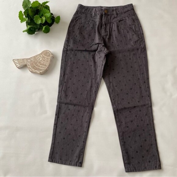 Easel Polka Dot Garment Dyed High Waisted Straight Leg Pants New Medium Black - Picture 7 of 10